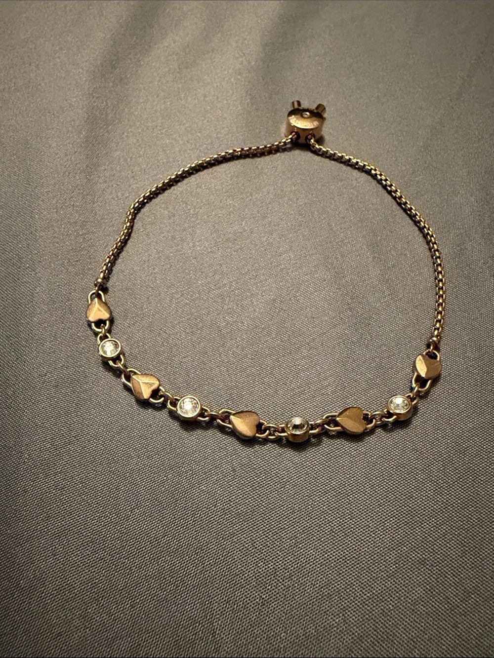 Michael Kors Rose Gold Chain Bracelet with Hearts and Crystal Studs